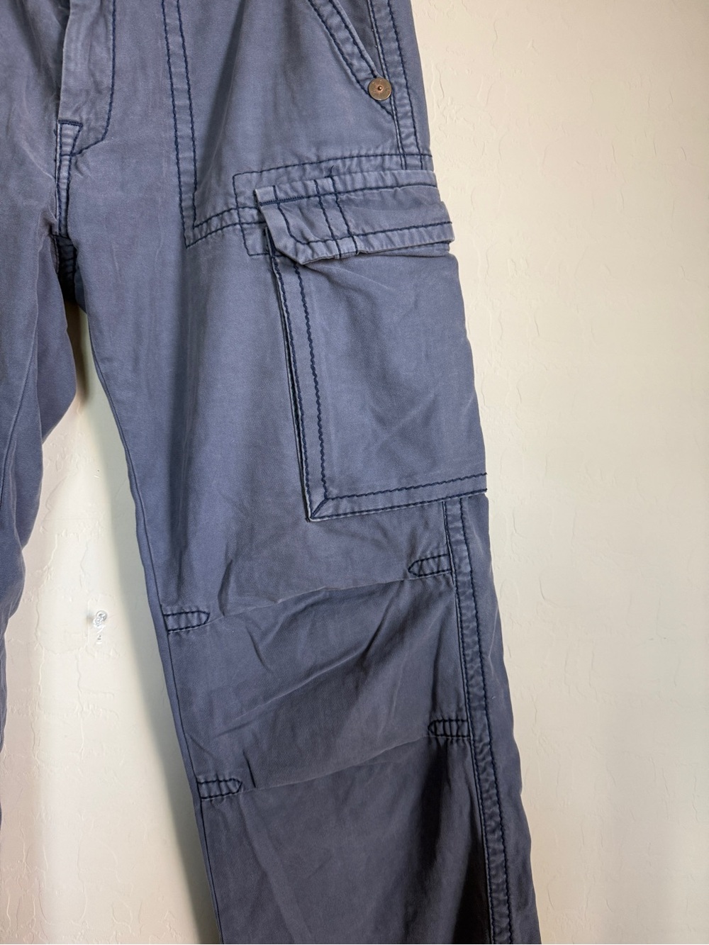 True Religion Y2K Vintage Men's Cargo Pants Slate Blue Flap Pocket 34 Wide Leg - Picture 3 of 14